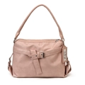 Bolso de hombro minimalista de piel sintética con hebilla plateada en color rosa - Rosa