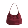 Elegante bolso hobo color burdeos en gamuza sintética con diseño minimalista moderno - Burdeos
