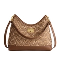 Bolso vintage de vellón marrón con diseño patchwork y cierre metálico dorado - Marrón
