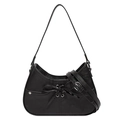 Borsa hobo classica in ecopelle nera con dettagli a fiocco vintage e fibbia in argento - Nero