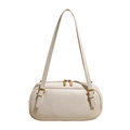 Bolso de hombro tipo baguette minimalista en cuero blanco crema con correas finas - Blanco Roto