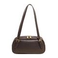 Bolso baguette vintage café oscuro con correas ajustables y detalles en color dorado - Marrón