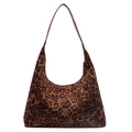 Vintage luipaardprint shopper met bruine kunstleren schouderband voor dames - Bruin
