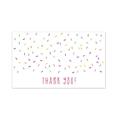 Dettaglio dei biglietti di ringraziamento con coriandoli arcobaleno e scritte rosa - K-20/Zuccherini Colorati