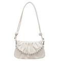 Bolso nube blanco plisado con cadena de perlas elegante y correa delgada - Blanco