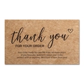 50er Pack Braune Kraftpapier-Dankeskarten für Bestellungen mit Eleganter Handschrift - Thank you/For your order Künstlerischer Stil (MY405)
