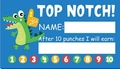 Dettaglio della carta premio con coccodrillo e numeri da 1 a 10 per incentivi studenti - Coccodrillo Verde (KP71) / 5*9cm