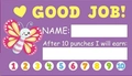 Dettaglio della carta premio viola con 10 fori e design a farfalla per bambini - Stile Farfalla Viola (KP67)