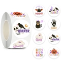500pcs Halloween sticker roll featuring cartoon pumpkin ghost and bat designs for kids - KP98 Style (2.5cm Diameter)
