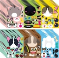 DIY Hunde und Katzen Cartoon Gesichtsaufkleber Set für Kinder mit bunten Motiven - Hunde- und Katzenstile (JH073)