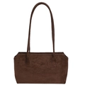 Retro large dark brown suede tote bag with minimalist shoulder straps in premium leather - Brown