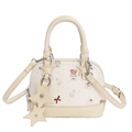 Cremefarbene PU-Muscheltasche mit süßem Bären-Print und verstellbarem Schultergurt - Gelb