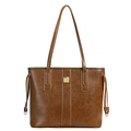 Große braune Shopper-Tasche für Damen aus hochwertigem Kunstleder im Vintage-Stil - Braun