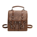 Vintage backpack με χρωματική αντίθεση από σκούρο καφέ δέρμα και ανάγλυφο ύφασμα - Καφέ