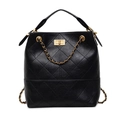 Bolso cubo acolchado negro clásico con detalles dorados y asa de cadena mujer - Negro