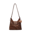 Sac bandoulière imprimé léopard avec finitions cuir marron et breloque ours - Avec Pendentif / Marron