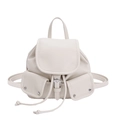 Zaino chic in pelle PU bianco crema con coulisse e due tasche anteriori da donna - Bianco