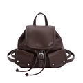 Zaino retrò in pelle PU marrone scuro con cuciture a contrasto e chiusura a coulisse - Marrone