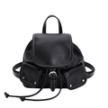 Zaino chic in PU nero con cuciture bianche a contrasto e chiusura a coulisse - Nero