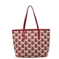 Bolso de lona para boda con estampado rojo de Doble Felicidad y asas de cuero - Rojo Vino Estilo 2 (5933740440190)