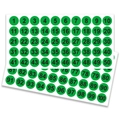 Green 1-100 numbered stickers with bold black digits on white background, 1 inch labels - 28x27cm (10 Sheets/Pack) / Green (P10)