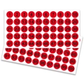 Set of 1-100 red round number stickers with bold black text on self-adhesive labels - 28x27cm (10 Sheets/Pack) / Red (P11)