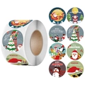 Rolle mit verschiedenen Weihnachtsaufklebern mit Weihnachtsmann und Schneemann-Motiven - 38mm / bunt