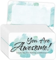 Set di biglietti motivazionali bianchi con acquerello verde acqua e scritta You Are Awesome - Blu