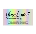 Holographic laser thank you card for small business orders with black script typography - Iridescent Appreciation Style (KP21) / 50 Sheets