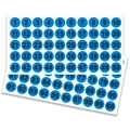 Blue round stickers with black numbers 1-100 on white background for easy organization - 28x27cm (10 Sheets/Pack) / Blue (P12)