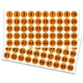 Adesivi numerati arancioni da 2,5 cm 1-100 per gestione magazzino e etichette d'ordine - 28x27cm (10 Fogli/Pacchetto) / Arancione (P14)