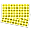 Adesivi numerici tondi gialli 1-100 con cifre nere ad alto contrasto per etichettatura - 28x27cm (10 Fogli/Pacchetto) / Giallo (P15)