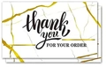 Modern white marble business thank you cards with elegant gold foil accents and script text - Marble Gold Foil Style (KP45)