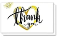 Rectangular white thank you business card with gold heart and leaf illustration - Gold Leaf Heart Style (KP47)