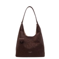 Borsa hobo vintage grande in ecopelle marrone scuro invecchiata con tracolla da donna - caffè