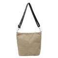 Borsa a secchiello in tela beige minimalista con tracolla intrecciata blu vintage - Cachi Scuro
