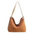 Sac hobo marron en daim synthétique avec design minimaliste en U et fine bandoulière réglable - Marron