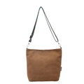 Brown canvas bucket bag with adjustable patterned strap and vertical rectangular design - Brown