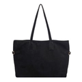 Grande borsa tote in pelle scamosciata nera con fibbie e tracolle lunghe - Nero