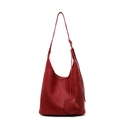 Sac hobo en cuir grainé rouge avec bandoulière réglable et charme décoratif - Rouge