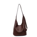 Sac seau en cuir grainé marron foncé avec texture souple et pendentif assorti - Marron