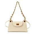 Borsa sottobraccio retrò bianco crema con chiusura dorata e tracolla a catena - Bianco