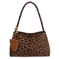 Classic leopard print tote bag with matte texture and a brown leather charm - Brown Leopard Print