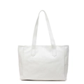 Borsa tote bianca minimalista di grande capacità con logo NOCOBAG in pelle PU - Bianco Sporco