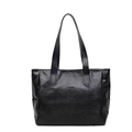 Borsa tote classica nera capiente in pelle PU vintage plissettata con logo MOCOBAG - Nero