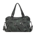 Borsa tote vintage Maillard verde scuro con grande capacità e tasche frontali con zip - Verde