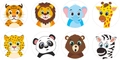 Set mit 8 süßen runden Tieraufklebern mit Löwen Panda und Tiger Designs für Kinder - Wildtiere Serie (K203) / 1 Zoll (2.5cm)