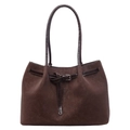 Vintage-Shopper in Dunkelbraun mit matter Lederoptik und dekorativer Metallschnalle - Braun