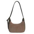 Retro dark brown hobo bag with suede texture and unique knot detail on the shoulder strap - Khaki