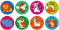 Roll of 500 animal thank you stickers featuring 8 cartoon zoo patterns for children - Q-Style Animal Series (K207)